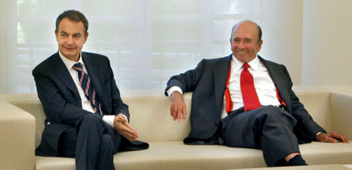 Emilio Botín (Santander) junto a Rodríguez Zapatero en Moncloa