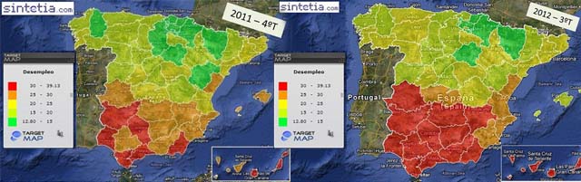 El mapa del paro en España